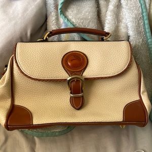 Dooney & Bourke Cream and Brown Leather Satchel